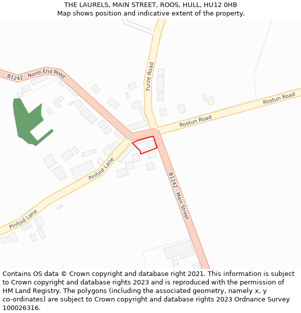 THE LAURELS, MAIN STREET, ROOS, HULL, HU12 0HB: Location map and indicative extent of plot