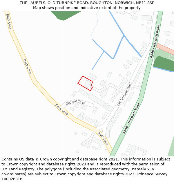 THE LAURELS, OLD TURNPIKE ROAD, ROUGHTON, NORWICH, NR11 8SP: Location map and indicative extent of plot