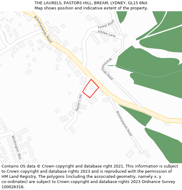 THE LAURELS, PASTORS HILL, BREAM, LYDNEY, GL15 6NA: Location map and indicative extent of plot