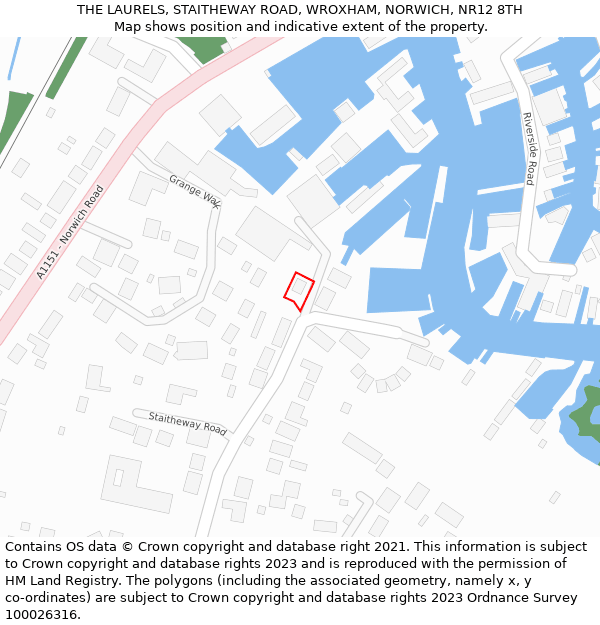 THE LAURELS, STAITHEWAY ROAD, WROXHAM, NORWICH, NR12 8TH: Location map and indicative extent of plot