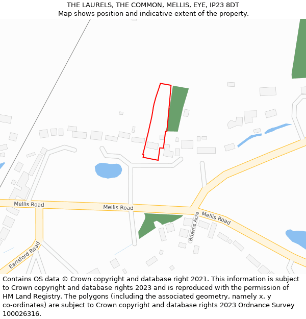 THE LAURELS, THE COMMON, MELLIS, EYE, IP23 8DT: Location map and indicative extent of plot