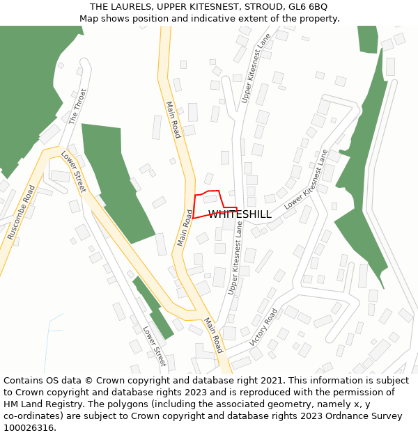 THE LAURELS, UPPER KITESNEST, STROUD, GL6 6BQ: Location map and indicative extent of plot
