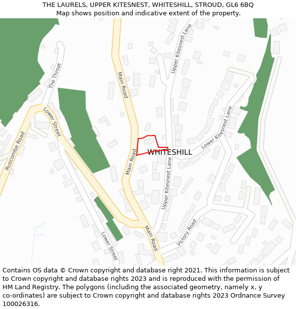 THE LAURELS, UPPER KITESNEST, WHITESHILL, STROUD, GL6 6BQ: Location map and indicative extent of plot