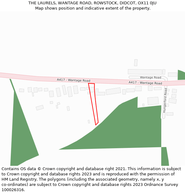 THE LAURELS, WANTAGE ROAD, ROWSTOCK, DIDCOT, OX11 0JU: Location map and indicative extent of plot