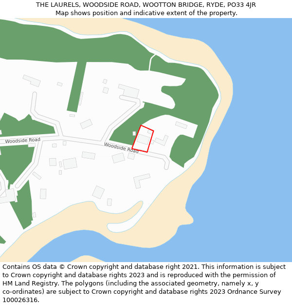 THE LAURELS, WOODSIDE ROAD, WOOTTON BRIDGE, RYDE, PO33 4JR: Location map and indicative extent of plot
