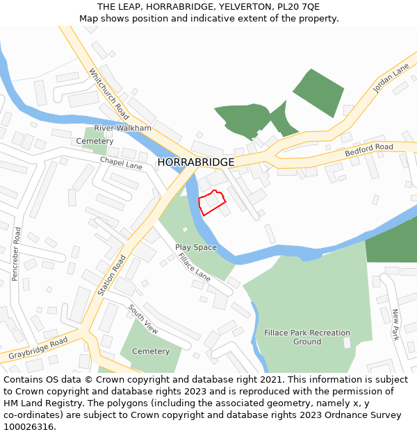 THE LEAP, HORRABRIDGE, YELVERTON, PL20 7QE: Location map and indicative extent of plot