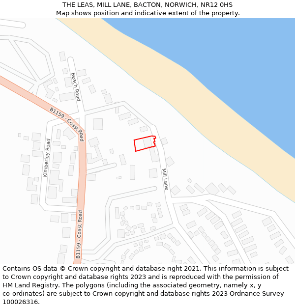 THE LEAS, MILL LANE, BACTON, NORWICH, NR12 0HS: Location map and indicative extent of plot