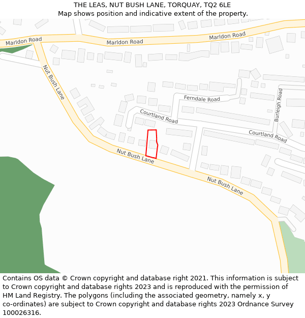 THE LEAS, NUT BUSH LANE, TORQUAY, TQ2 6LE: Location map and indicative extent of plot
