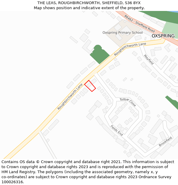 THE LEAS, ROUGHBIRCHWORTH, SHEFFIELD, S36 8YX: Location map and indicative extent of plot