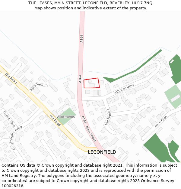 THE LEASES, MAIN STREET, LECONFIELD, BEVERLEY, HU17 7NQ: Location map and indicative extent of plot