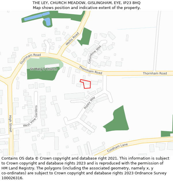 THE LEY, CHURCH MEADOW, GISLINGHAM, EYE, IP23 8HQ: Location map and indicative extent of plot