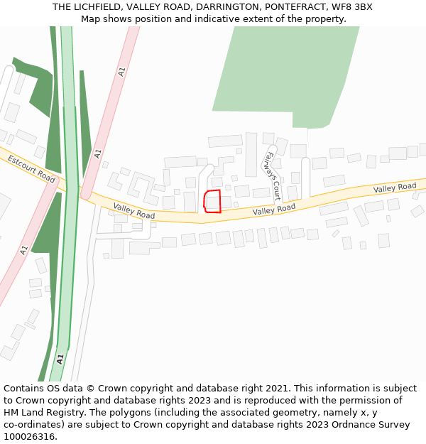 THE LICHFIELD, VALLEY ROAD, DARRINGTON, PONTEFRACT, WF8 3BX: Location map and indicative extent of plot