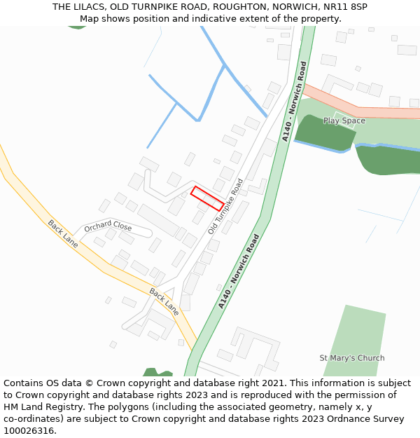 THE LILACS, OLD TURNPIKE ROAD, ROUGHTON, NORWICH, NR11 8SP: Location map and indicative extent of plot