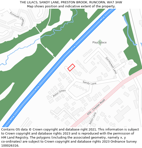 THE LILACS, SANDY LANE, PRESTON BROOK, RUNCORN, WA7 3AW: Location map and indicative extent of plot