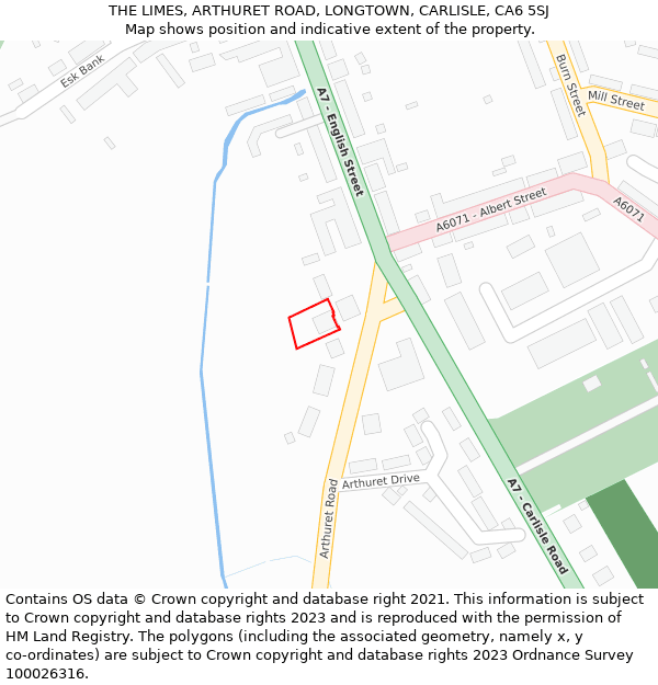 THE LIMES, ARTHURET ROAD, LONGTOWN, CARLISLE, CA6 5SJ: Location map and indicative extent of plot