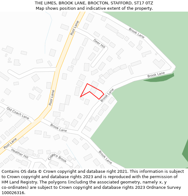 THE LIMES, BROOK LANE, BROCTON, STAFFORD, ST17 0TZ: Location map and indicative extent of plot