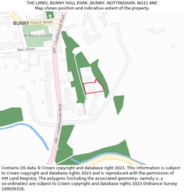 THE LIMES, BUNNY HALL PARK, BUNNY, NOTTINGHAM, NG11 6NE: Location map and indicative extent of plot