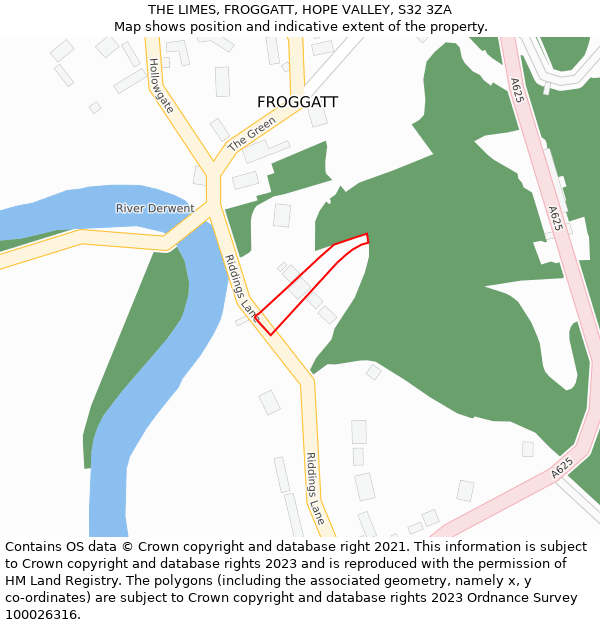THE LIMES, FROGGATT, HOPE VALLEY, S32 3ZA: Location map and indicative extent of plot