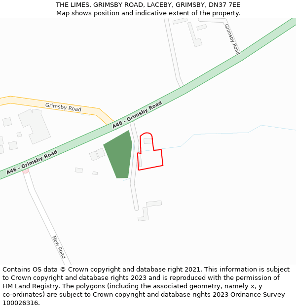 THE LIMES, GRIMSBY ROAD, LACEBY, GRIMSBY, DN37 7EE: Location map and indicative extent of plot