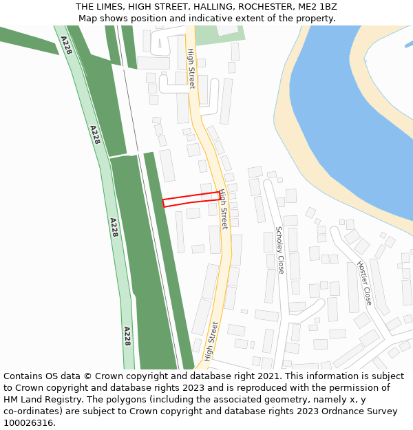 THE LIMES, HIGH STREET, HALLING, ROCHESTER, ME2 1BZ: Location map and indicative extent of plot