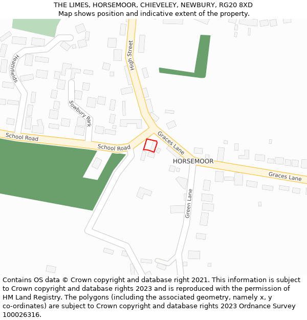 THE LIMES, HORSEMOOR, CHIEVELEY, NEWBURY, RG20 8XD: Location map and indicative extent of plot