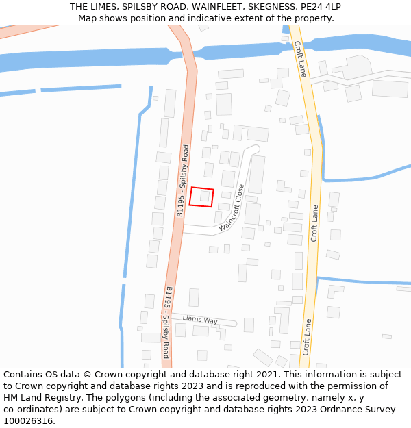 THE LIMES, SPILSBY ROAD, WAINFLEET, SKEGNESS, PE24 4LP: Location map and indicative extent of plot