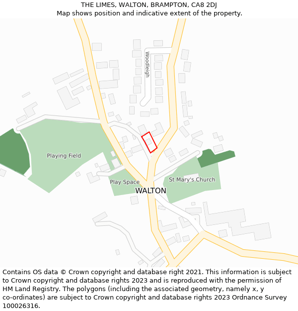 THE LIMES, WALTON, BRAMPTON, CA8 2DJ: Location map and indicative extent of plot