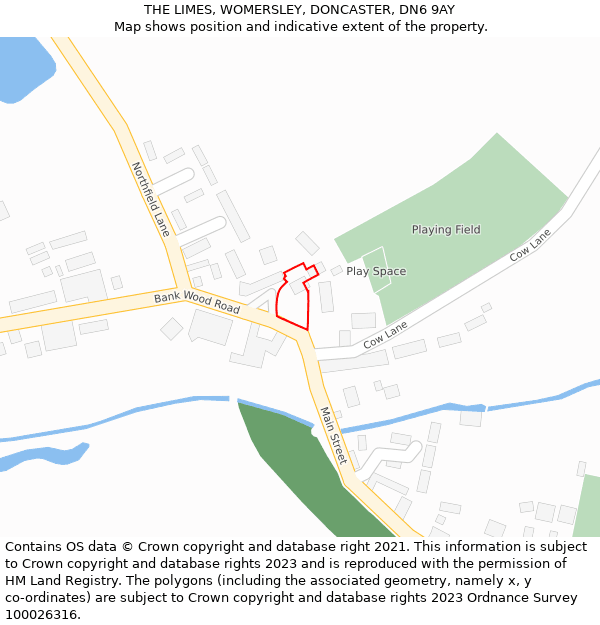 THE LIMES, WOMERSLEY, DONCASTER, DN6 9AY: Location map and indicative extent of plot