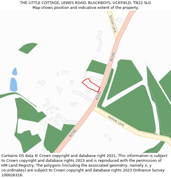 THE LITTLE COTTAGE, LEWES ROAD, BLACKBOYS, UCKFIELD, TN22 5LG: Location map and indicative extent of plot
