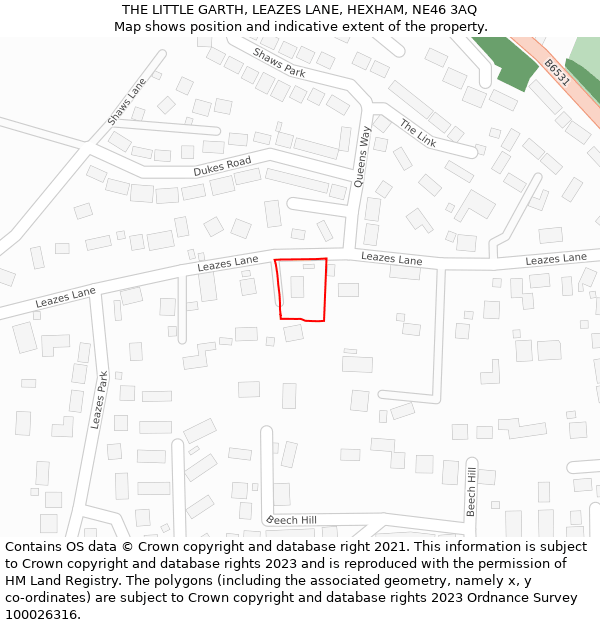 THE LITTLE GARTH, LEAZES LANE, HEXHAM, NE46 3AQ: Location map and indicative extent of plot