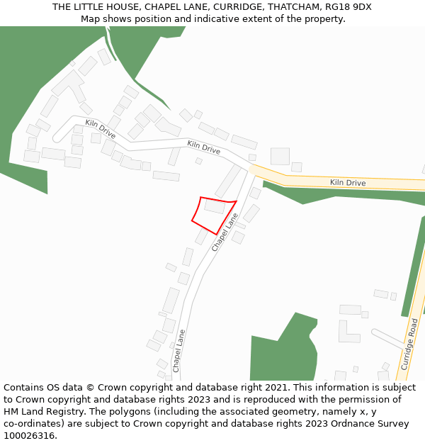 THE LITTLE HOUSE, CHAPEL LANE, CURRIDGE, THATCHAM, RG18 9DX: Location map and indicative extent of plot