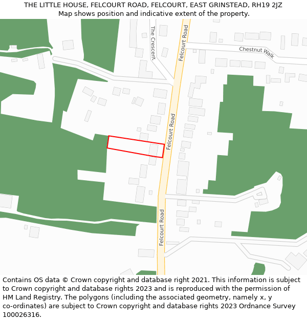THE LITTLE HOUSE, FELCOURT ROAD, FELCOURT, EAST GRINSTEAD, RH19 2JZ: Location map and indicative extent of plot
