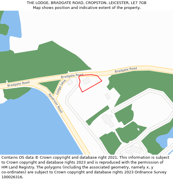 THE LODGE, BRADGATE ROAD, CROPSTON, LEICESTER, LE7 7GB: Location map and indicative extent of plot