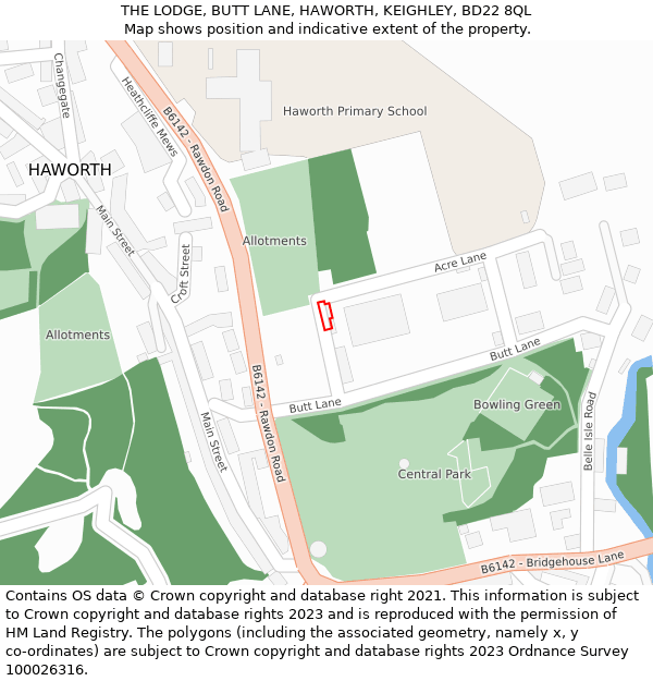 THE LODGE, BUTT LANE, HAWORTH, KEIGHLEY, BD22 8QL: Location map and indicative extent of plot