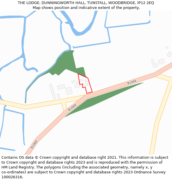 THE LODGE, DUNNINGWORTH HALL, TUNSTALL, WOODBRIDGE, IP12 2EQ: Location map and indicative extent of plot