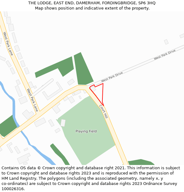 THE LODGE, EAST END, DAMERHAM, FORDINGBRIDGE, SP6 3HQ: Location map and indicative extent of plot