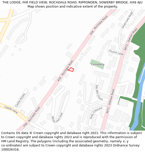 THE LODGE, FAR FIELD VIEW, ROCHDALE ROAD, RIPPONDEN, SOWERBY BRIDGE, HX6 4JU: Location map and indicative extent of plot