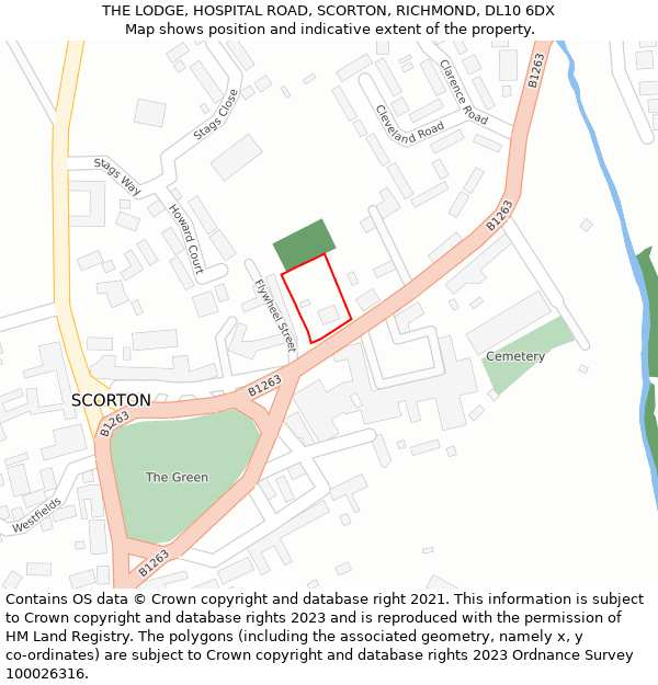 THE LODGE, HOSPITAL ROAD, SCORTON, RICHMOND, DL10 6DX: Location map and indicative extent of plot