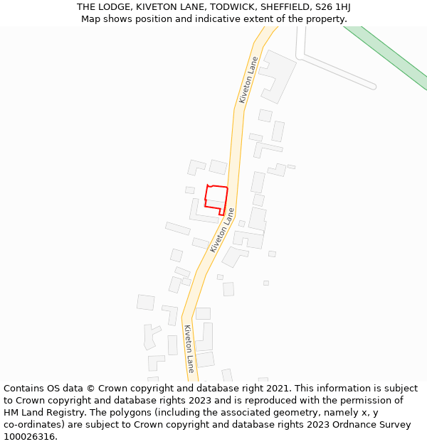 THE LODGE, KIVETON LANE, TODWICK, SHEFFIELD, S26 1HJ: Location map and indicative extent of plot