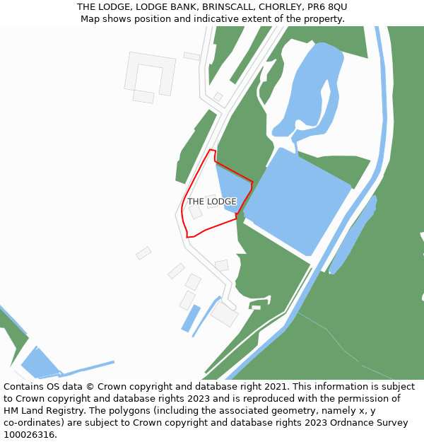 THE LODGE, LODGE BANK, BRINSCALL, CHORLEY, PR6 8QU: Location map and indicative extent of plot