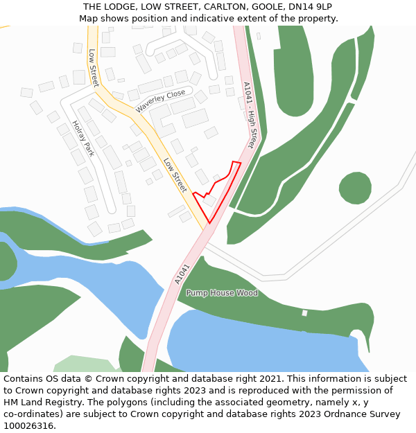 THE LODGE, LOW STREET, CARLTON, GOOLE, DN14 9LP: Location map and indicative extent of plot