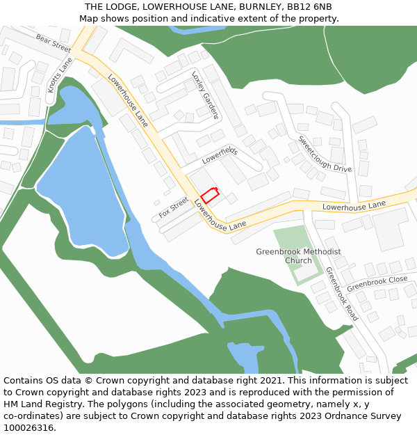 THE LODGE, LOWERHOUSE LANE, BURNLEY, BB12 6NB: Location map and indicative extent of plot