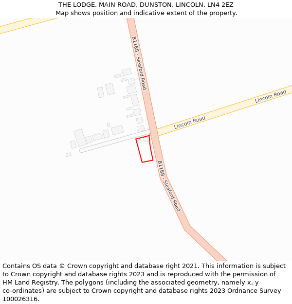 THE LODGE, MAIN ROAD, DUNSTON, LINCOLN, LN4 2EZ: Location map and indicative extent of plot