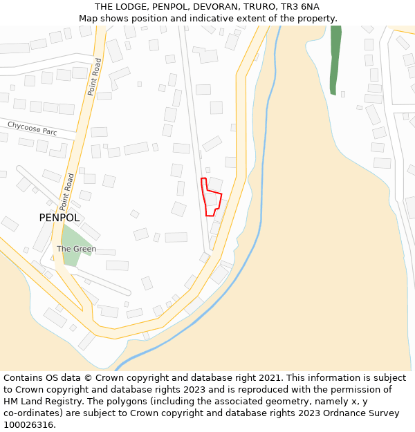 THE LODGE, PENPOL, DEVORAN, TRURO, TR3 6NA: Location map and indicative extent of plot