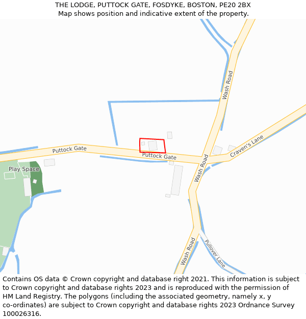 THE LODGE, PUTTOCK GATE, FOSDYKE, BOSTON, PE20 2BX: Location map and indicative extent of plot