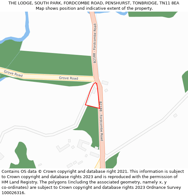 THE LODGE, SOUTH PARK, FORDCOMBE ROAD, PENSHURST, TONBRIDGE, TN11 8EA: Location map and indicative extent of plot