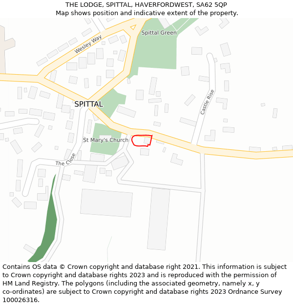 THE LODGE, SPITTAL, HAVERFORDWEST, SA62 5QP: Location map and indicative extent of plot