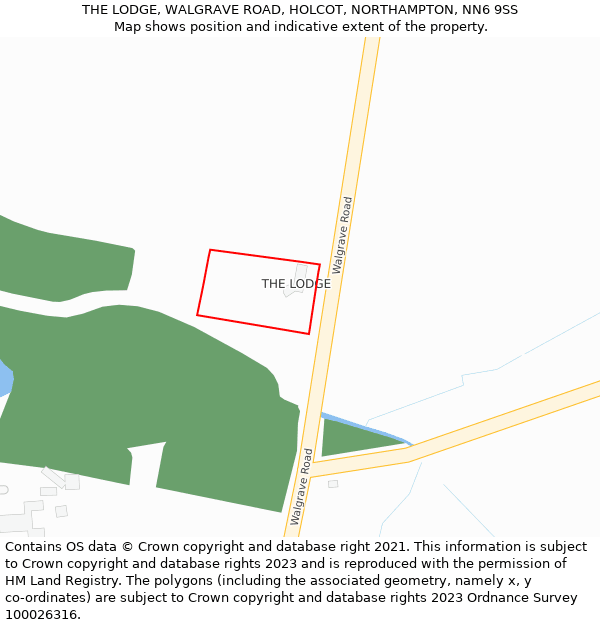 THE LODGE, WALGRAVE ROAD, HOLCOT, NORTHAMPTON, NN6 9SS: Location map and indicative extent of plot