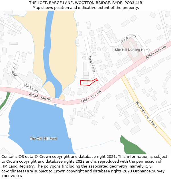 THE LOFT, BARGE LANE, WOOTTON BRIDGE, RYDE, PO33 4LB: Location map and indicative extent of plot