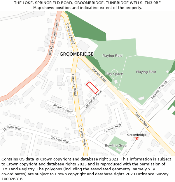 THE LOKE, SPRINGFIELD ROAD, GROOMBRIDGE, TUNBRIDGE WELLS, TN3 9RE: Location map and indicative extent of plot
